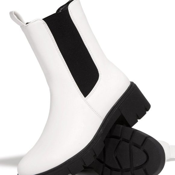 White Lug Chunky heel combat boots - Picture 5 of 5